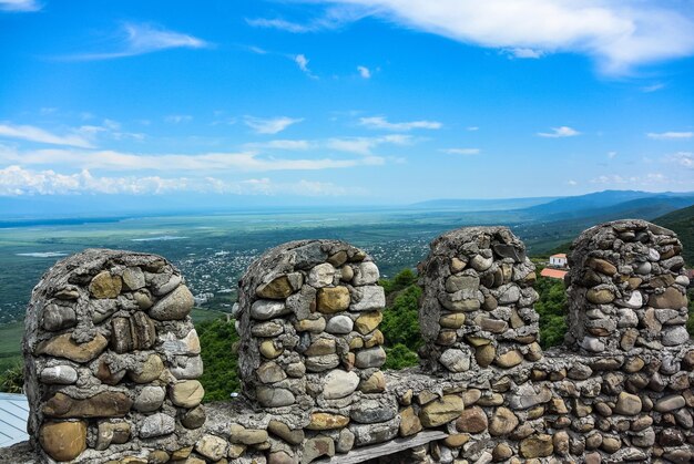 Old fortifications in Sighnaghi the capital of the Kakheti wine region in Georgia Alazani Valley May 2019