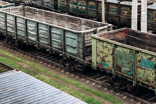 Old freight wagons on the tracks