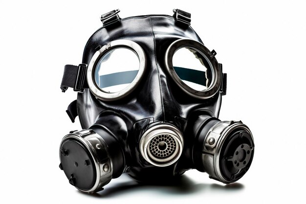 Old gas mask on white background