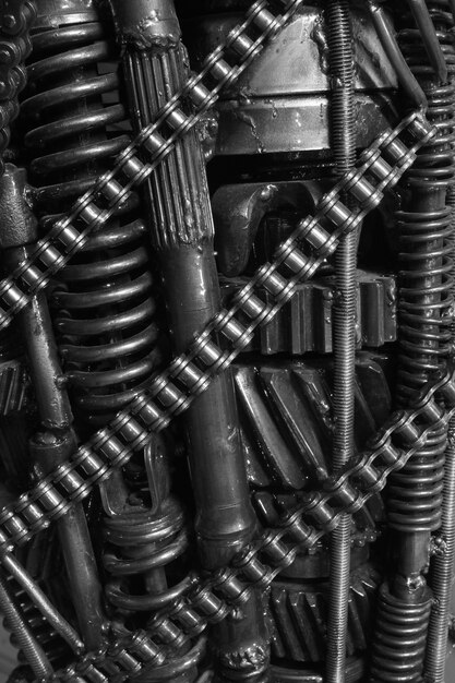Old gear and chain, machinery part background
