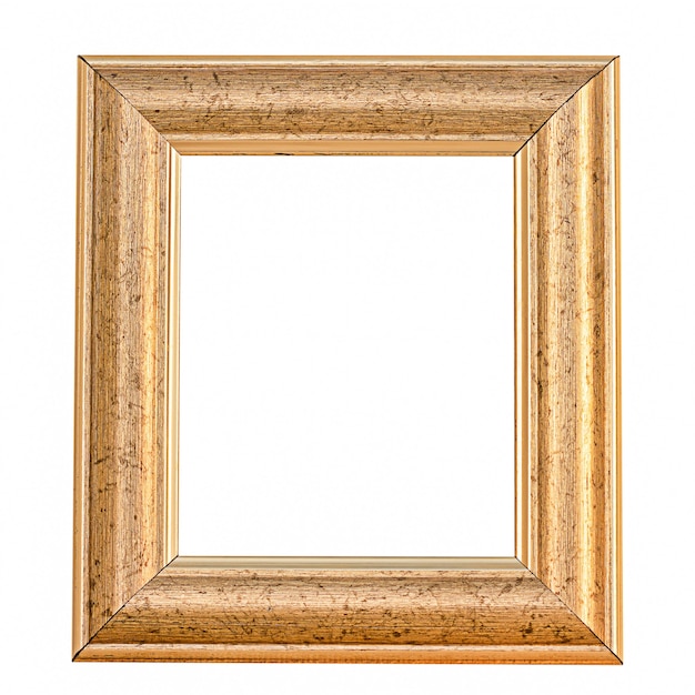 Old gold frame, on a white wall