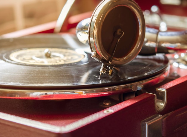 Old gramophone closeup