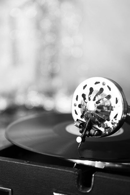 Photo old gramophone closeup