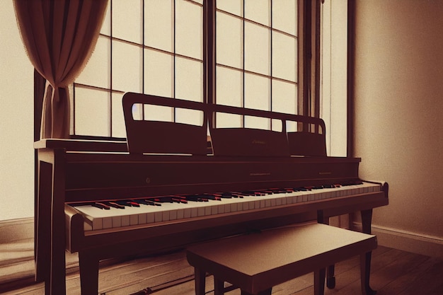 Foto vecchio pianoforte a coda nella stanza