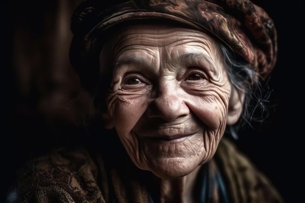 Old granny close up portrait of beautiful older woman smiling isolated