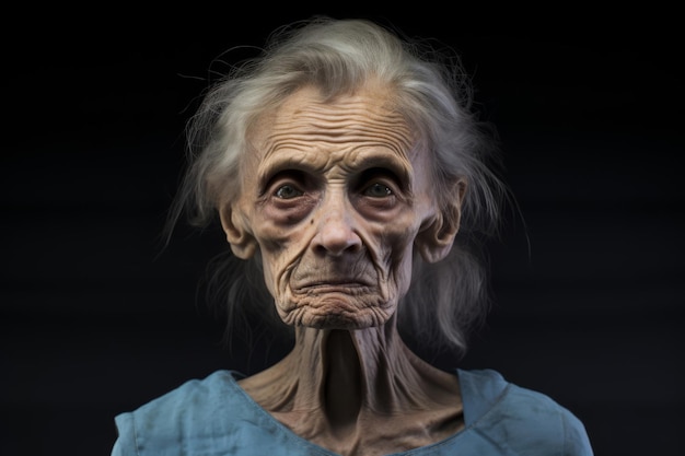 Photo an old grayhaired anorexic woman