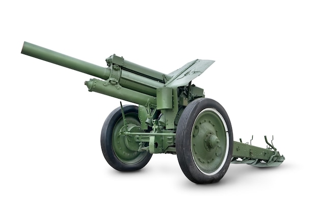 Photo old green cannon isolated on a white background