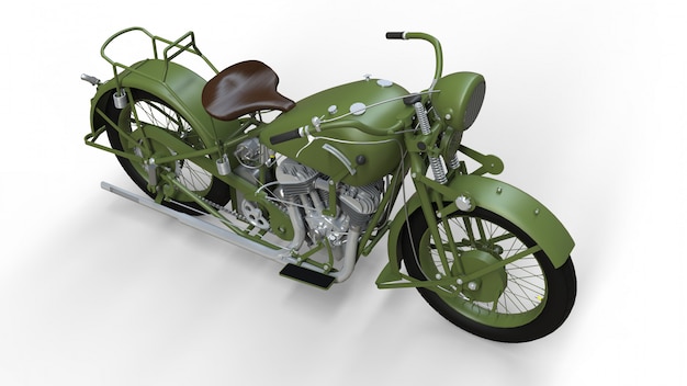 An old green motorcycle  