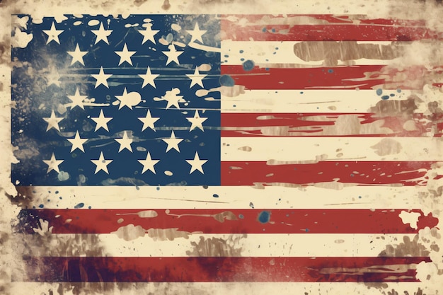 An old grunge american flag with the stars and stripes on it.