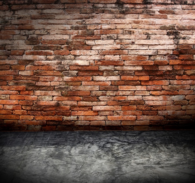 old grunge interior with brick wall