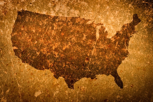Photo old grunge map of united states of america