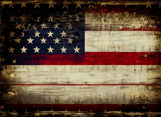 Old grunge vintage faded American US flag