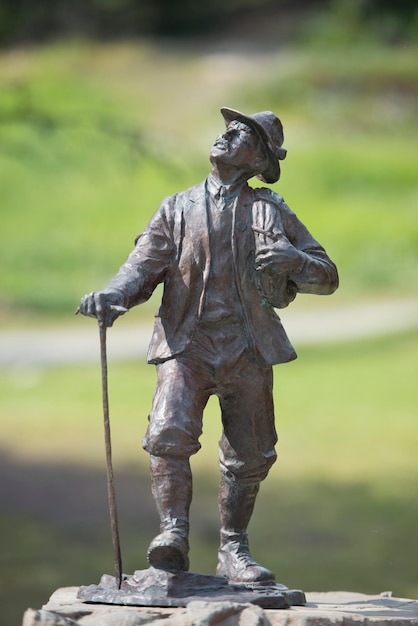 Old Hiker copper statue detail