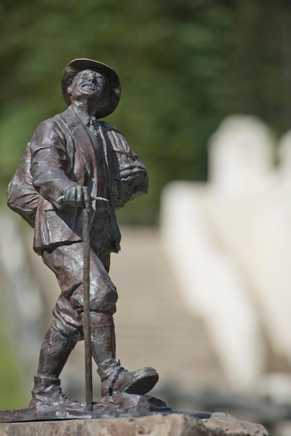 Old Hiker copper statue detail