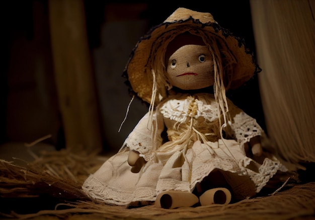 Photo old homemade rag doll