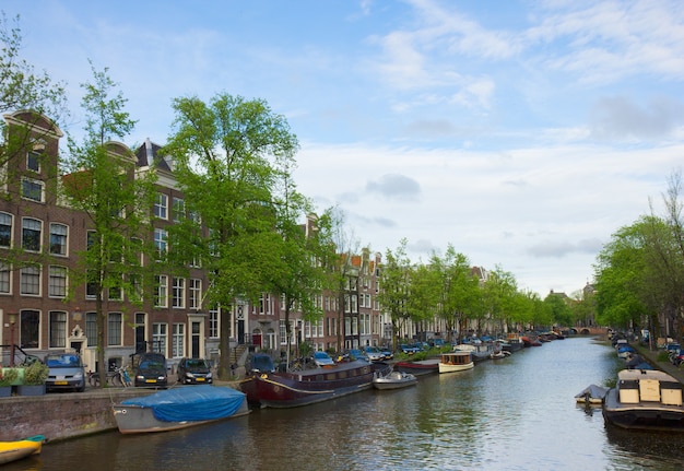 Old houses on Amsterdam canal ring, Netherlands