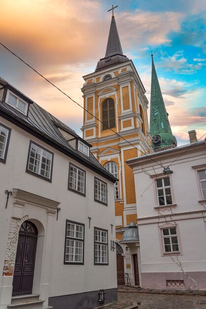 Old houses on Riga street Latvia