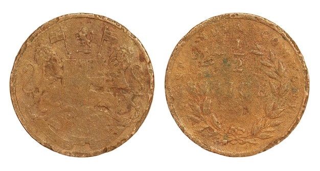 영국 정권의 오래된 인도 동전