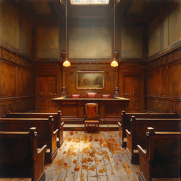 Photo old interior of courtroom