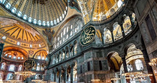 Old interior of Hagia Sophia mosque great monument of Byzantine culture Istanbul Turkey