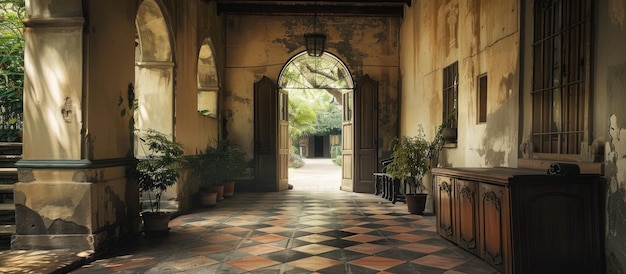 Old interior hallway of a spanish estate