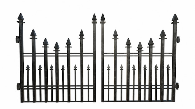 Old iron fence on a white background