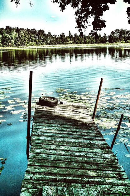 Old jetty on lake