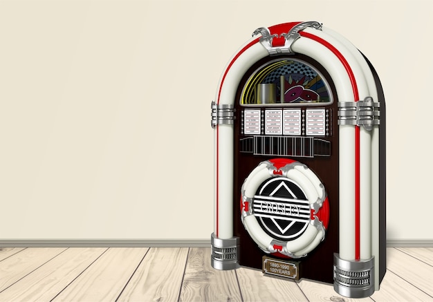 Old jukebox music player isolated