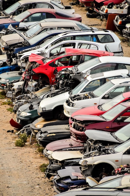 Old Junk Cars On Junkyard