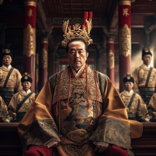 Photo old king in china in traditional chinese
