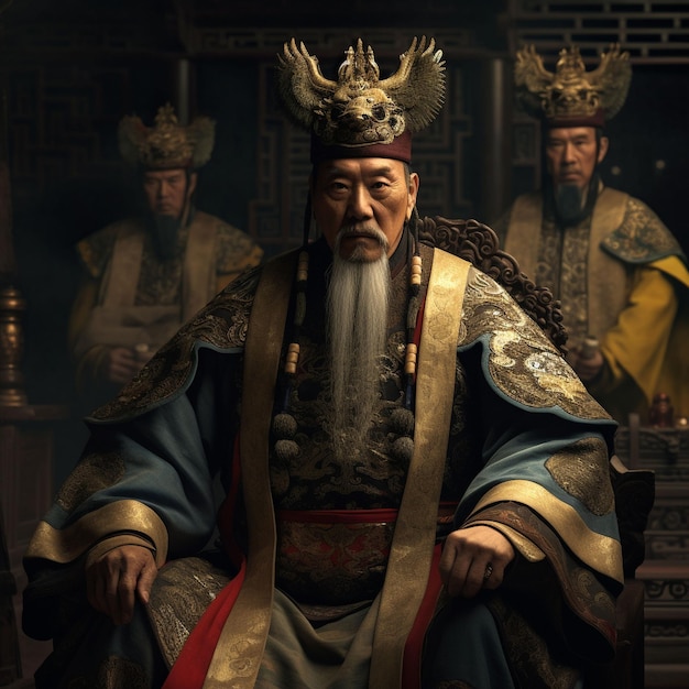 Photo old king in china in traditional chinese