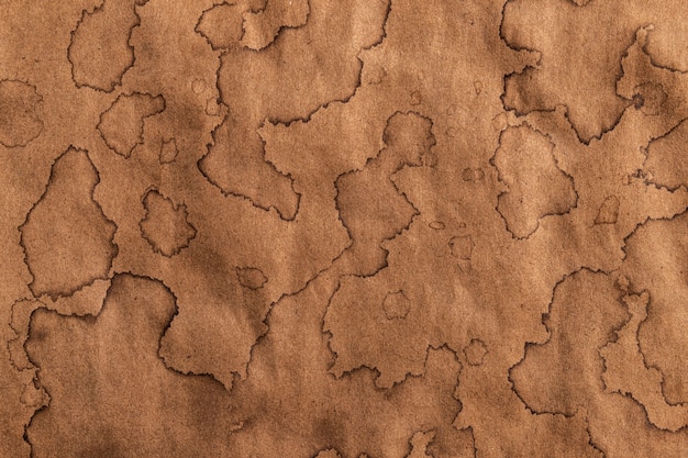 Old kraft texture, antique paper background with brown coffee stains