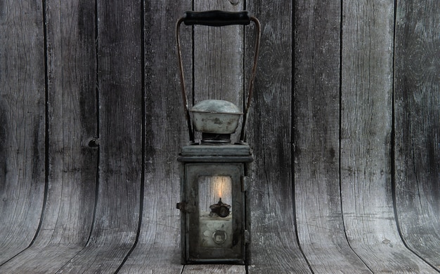 An old lamp in a vintage gray wood texture