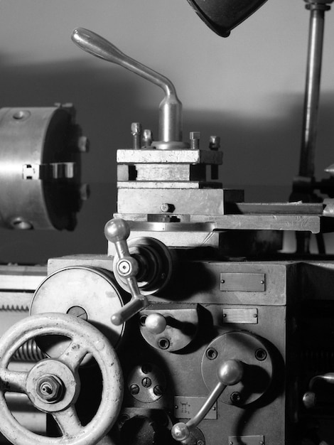 Photo old lathe for metal working