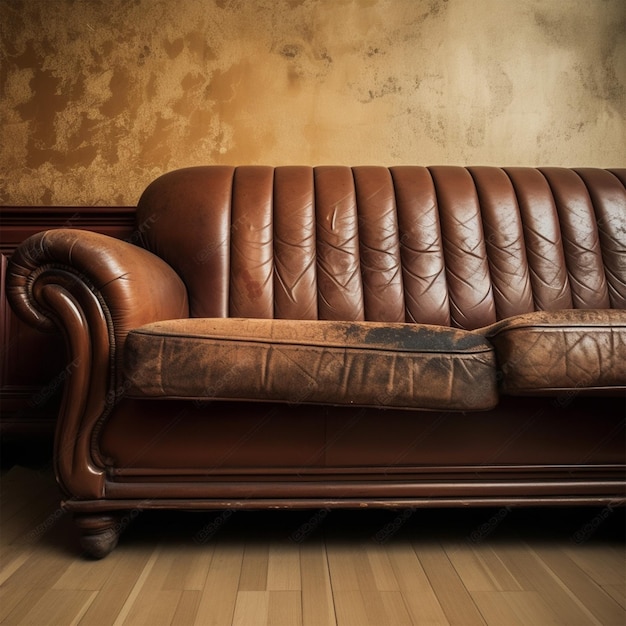 Old Leather Sofa in an Old Room