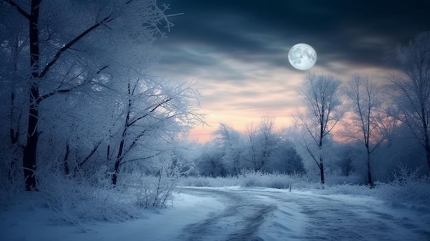 Photo old log cabin in snowy forest night