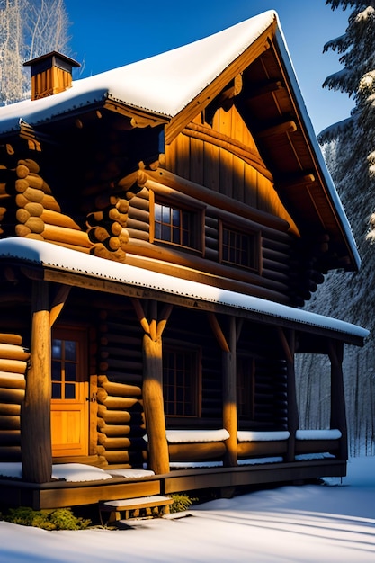 Old log house facade with carved windows closeup wooden architecture russia village