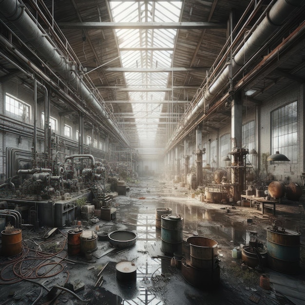 오랫동안 버려진 오래된 산업 공장