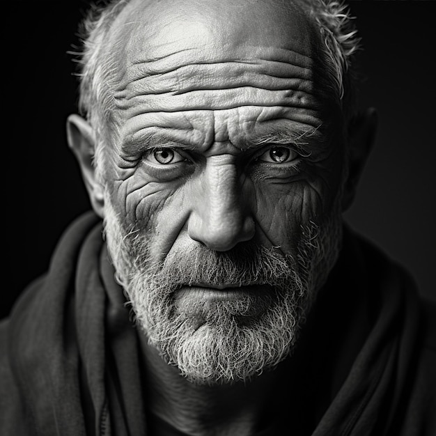 Photo a old man black amp white portrait