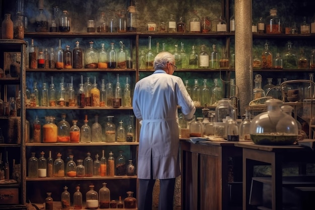 Old man chemist Generate Ai