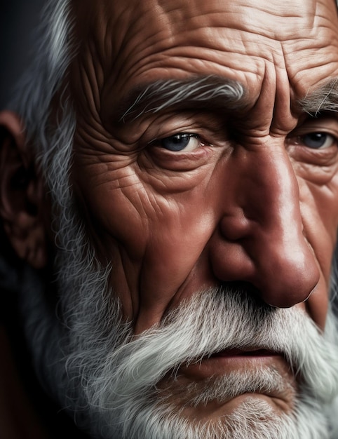 Photo an old man face with close details_ai generated image