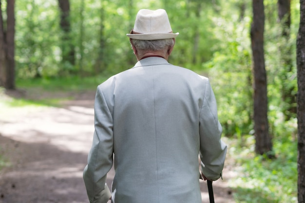 Old man on forest