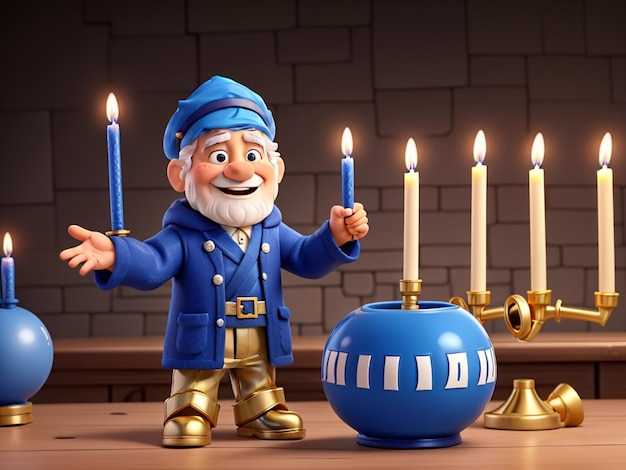 Old man Hanukkah candle celebration Event