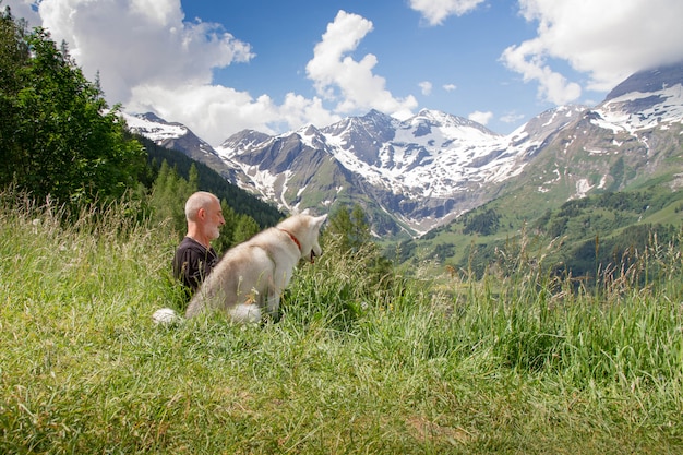 An old man and his dog landscape