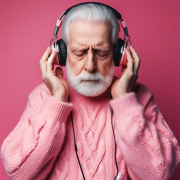 old man listening music