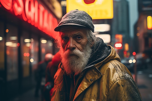 old man in NYC travel man with landscape travel blog