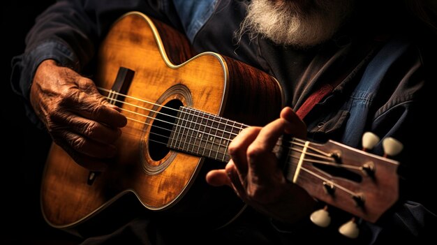 Old man playing a guitar