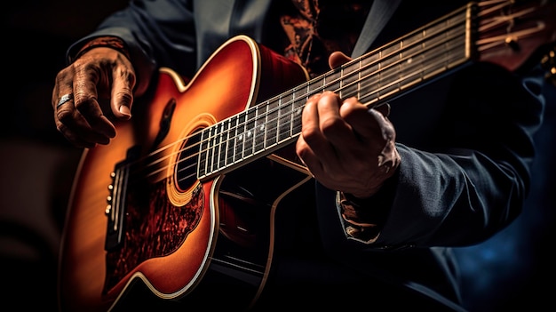 Old man playing a guitar