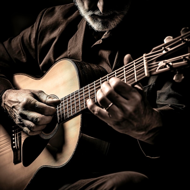 Old man playing a guitar