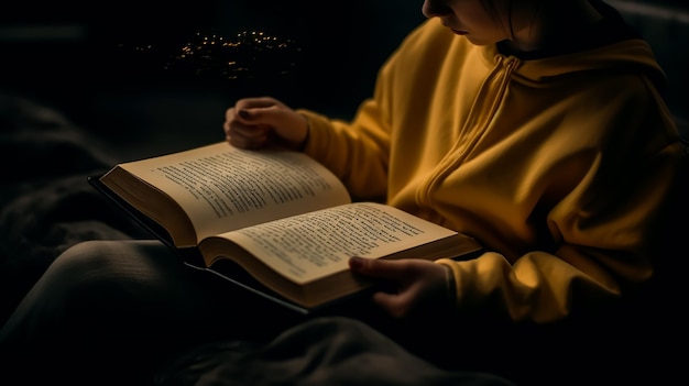 Old man read a historical ancient authentic book before sleeping